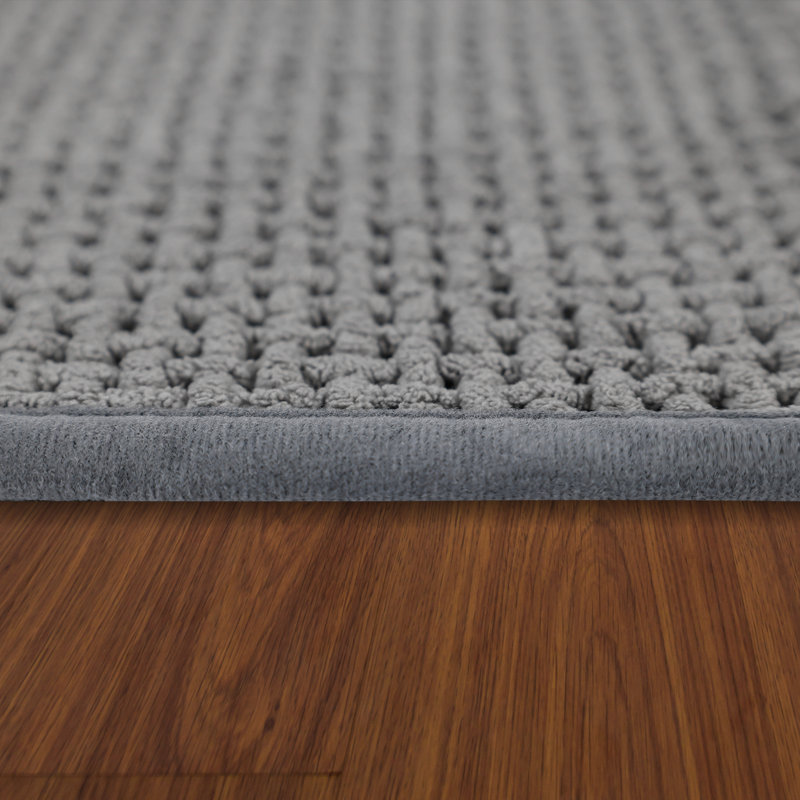 15.75 In. X 23.62 In. Chenille Bath Mat Rug, Non Slip, Soft And Highly Absorbent Microfiber Mats For Bathroom, Gray, Gray