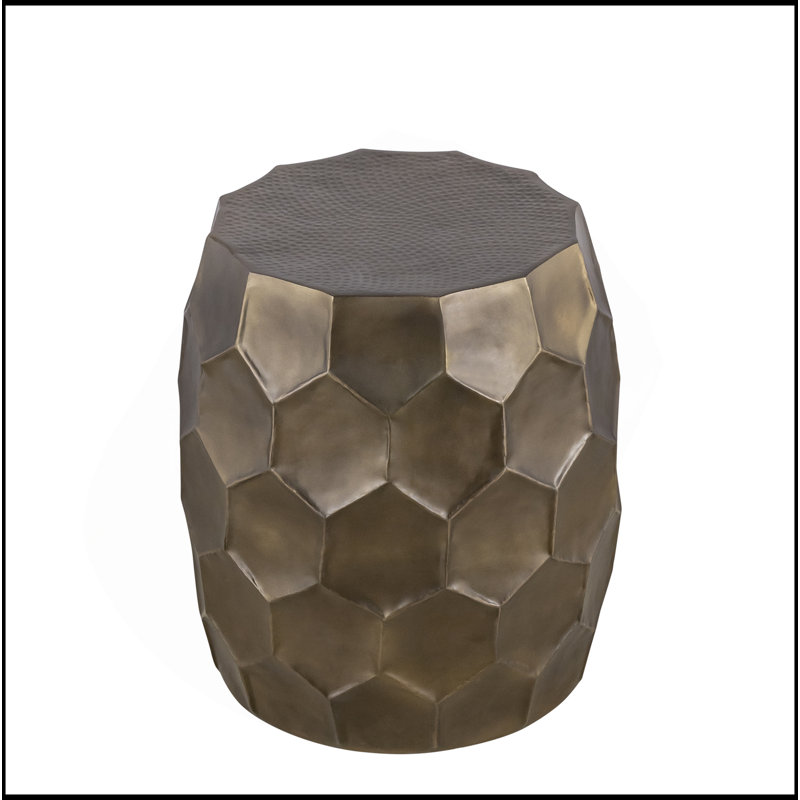 Table de bout, table d'appoint moderne et moderne en aluminium de 21 po de hauteur avec base en losanges brillants, Doré