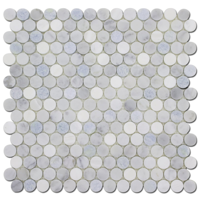 0.75" x 0.75" Marble Penny Round Mosaic Wall & Floor Tile, Blue Celeste