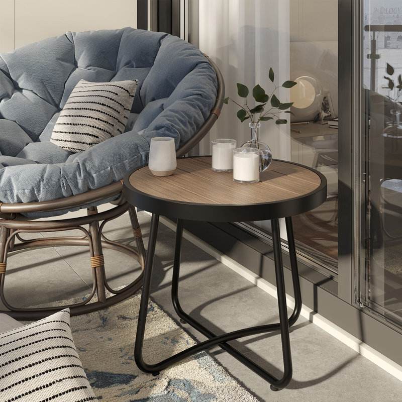 Table d'appoint en acier Ebern Designs, Brun clair/noir