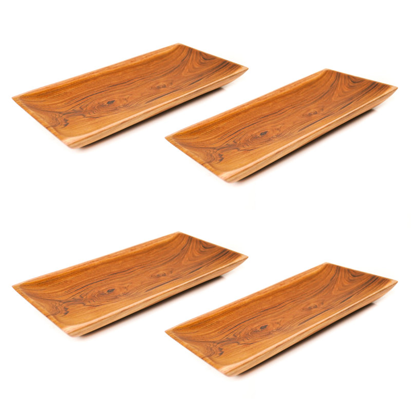 Rectangular Teak Wood Plate - Small (Set Of 4)