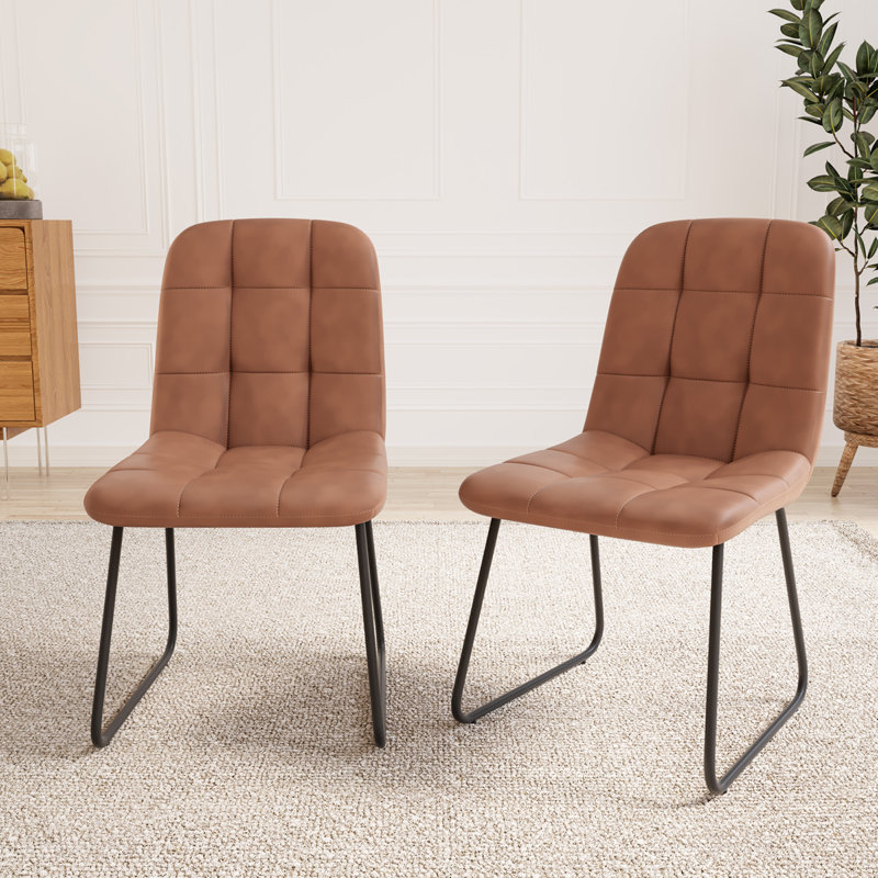 47cm H Upholstered Upholstered Back Side Chair, Brown