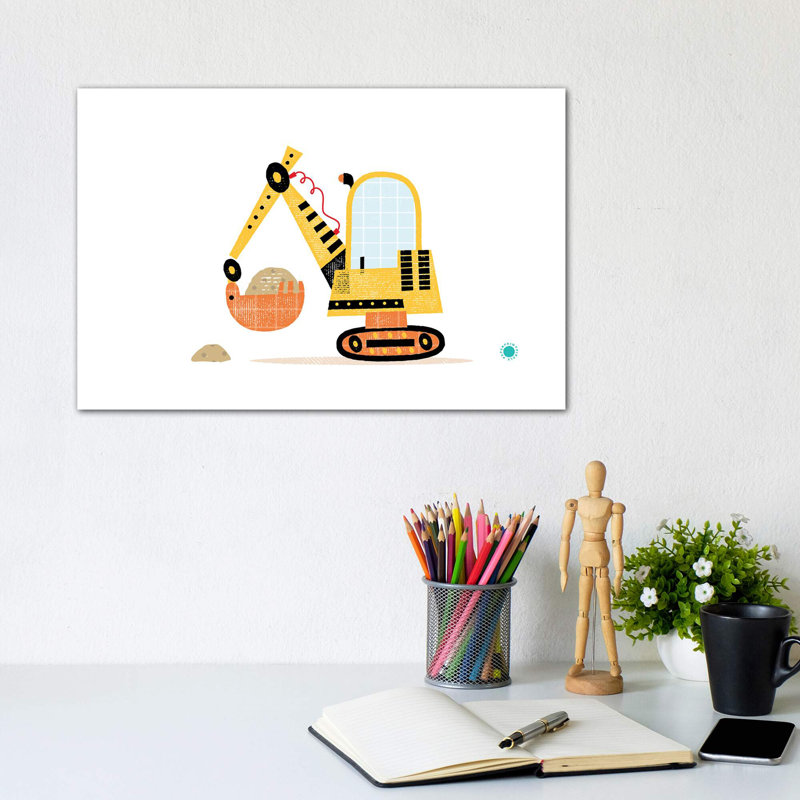 Excavator - impression d'art graphique, Toile tendue, Pas de tapis, H 8 po x l 12 po x P 0,75 po