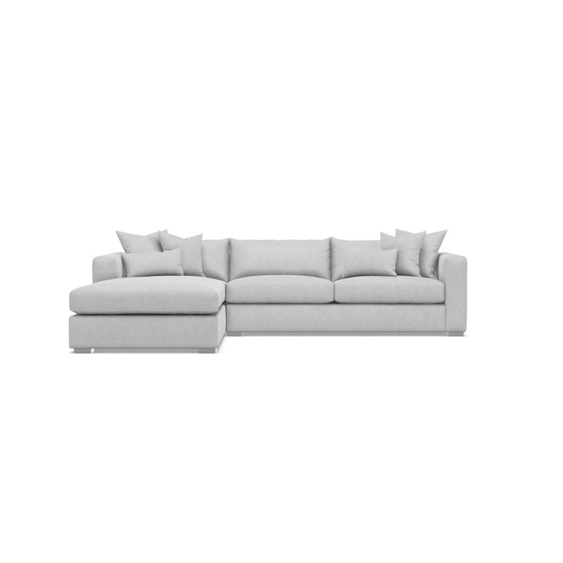 Chaise Sectional, Left Hand Facing, Gray Polyester Blend