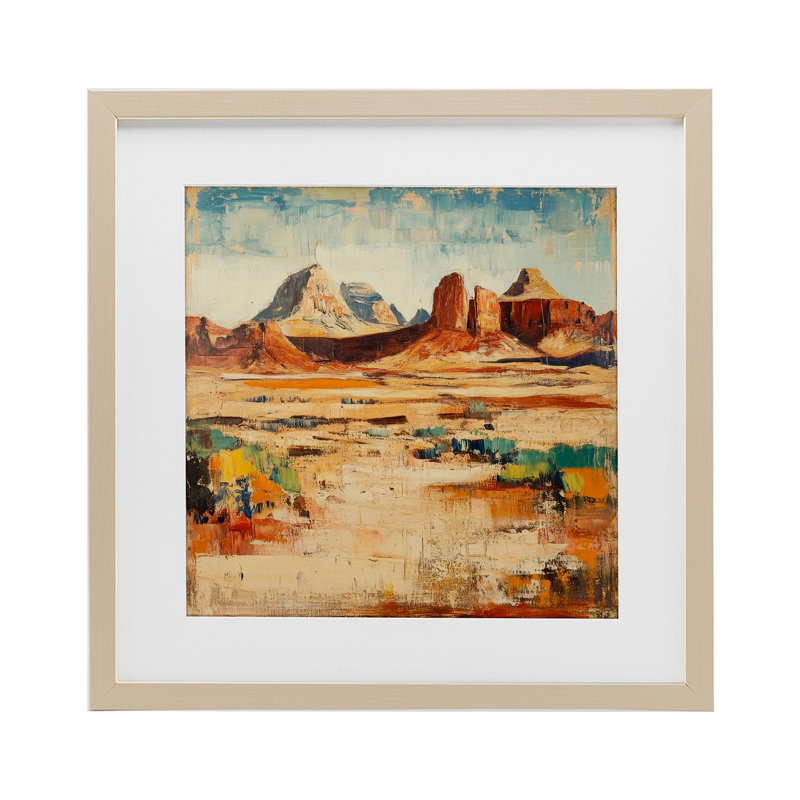 Wild West Desert Impression, reproduction sous verre encadrée, design par Petal Prints Design, Cadre de récolte en pin