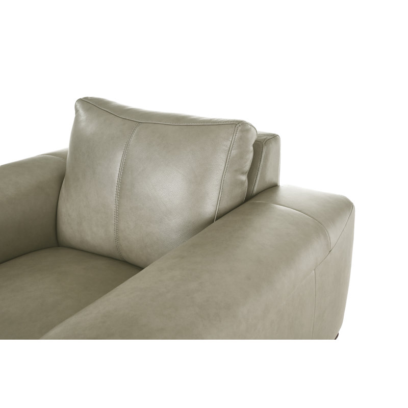 Conley Upholstered Armchair, Light Gray Genuine Leather