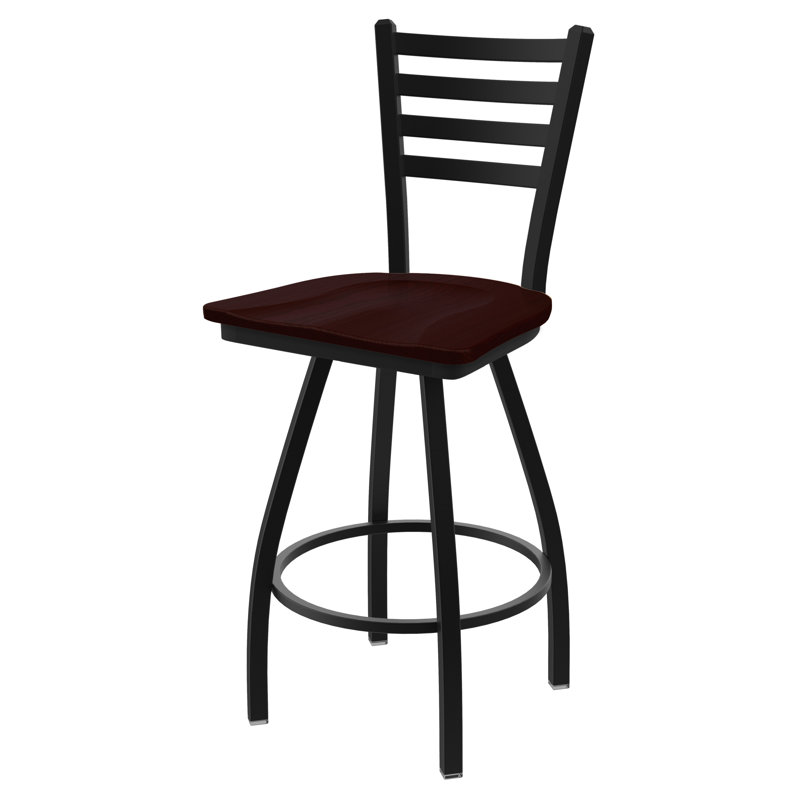 Tabouret de bar pivotant de 30" Evers, Chêne cerisier foncé, Noir froissé, Très haut (assise de 36 po de hauteur)