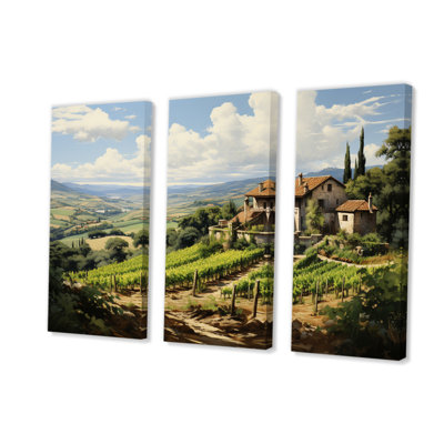 «Vineyard Country Charm Serene - Landscape», reproduction d'art sur toile