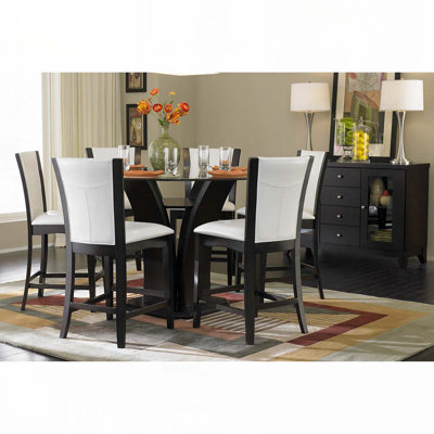 Faux Leather Upholstered Bar Stools Set with Back,Wood Legs