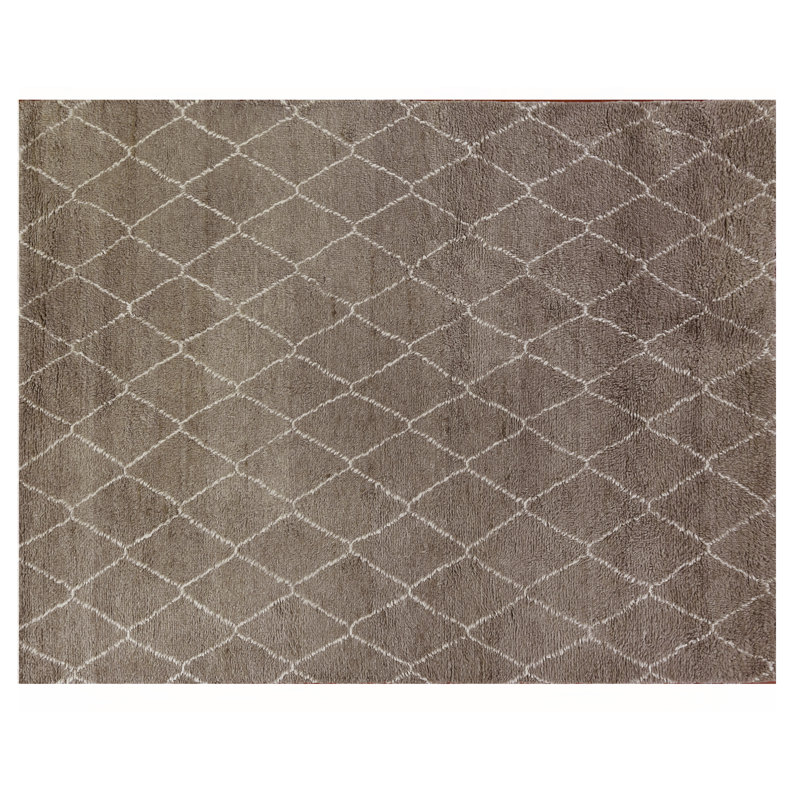 Moroccan Wool Geometric Area Rug in Brown, Rectangle 8' x 10'