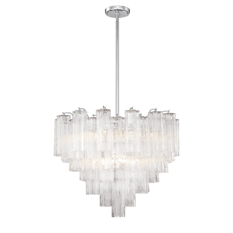 Dimmable Tiered Chandelier, 21.5" H x 26.75" W x 26.75" D, Clear, Polished Chrome