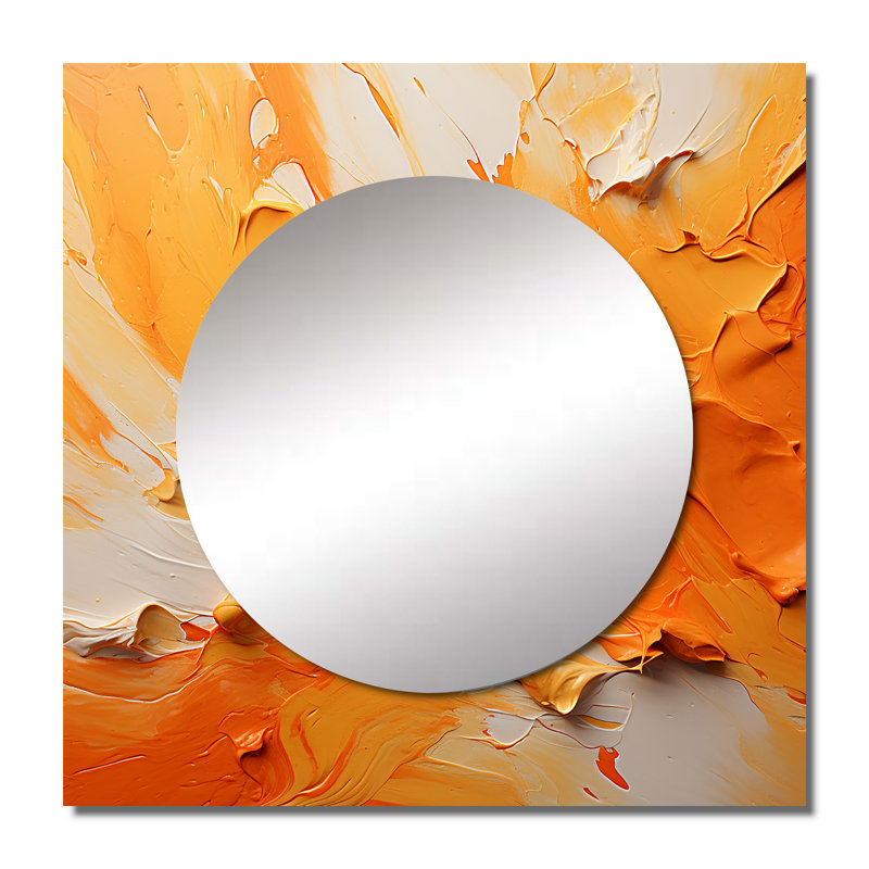 Razieh - Art abstrait miroir carré de salon mural, 29 po x 29 po