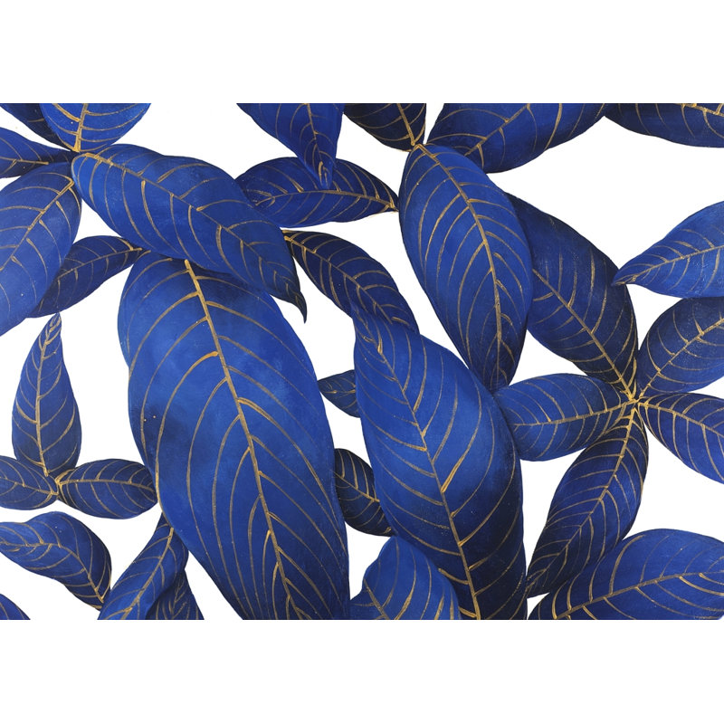 Abstrait moderne feuilles bleues - décor de toile exotique floral