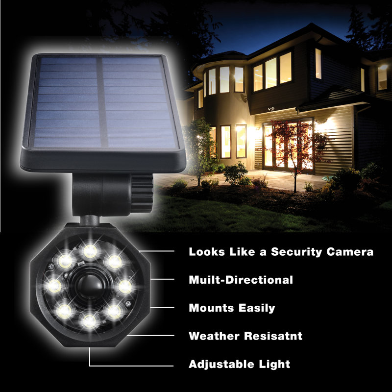 Black Solar Powered LED Motion Sensor Security Spotlight