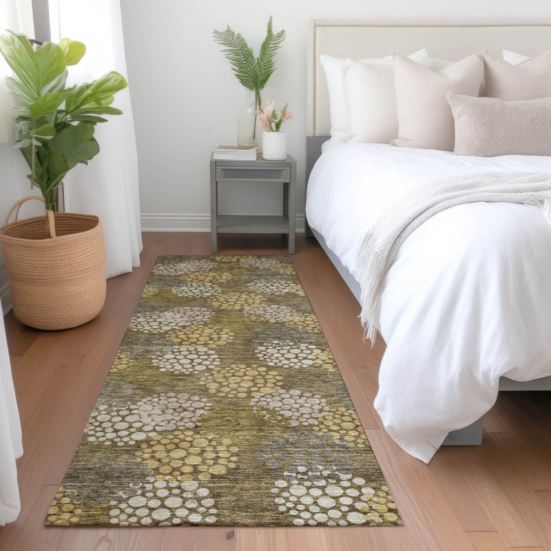 Premium Machine Washable Prisco Brown Rug, Runner 2'3" x 7'6"