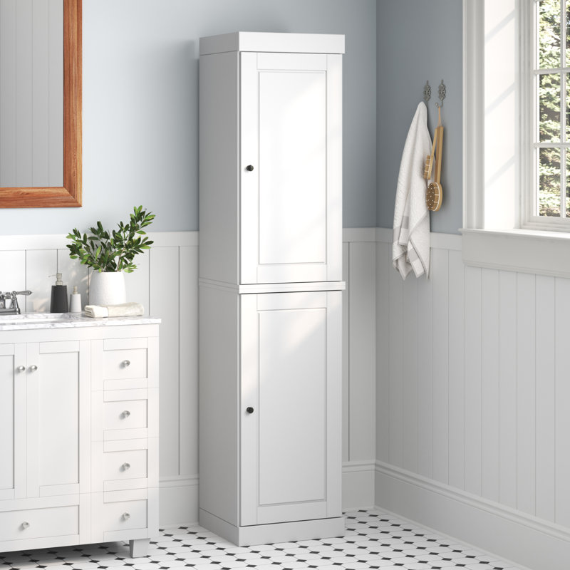 16.5" W Solid Wood Bathroom Cabinet, White