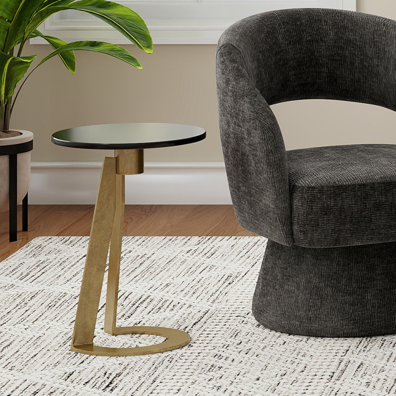 Table d'appoint Devas - noir, Noir / laiton vieilli