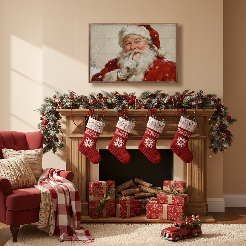 Santa Portrait With Snow, H 16 po x l 24 po