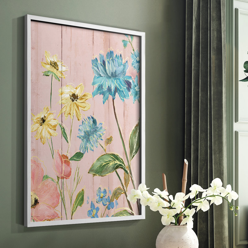 Wildflower Flutter IV Framed Print - Solid Wood, 10" H x 8" W, White