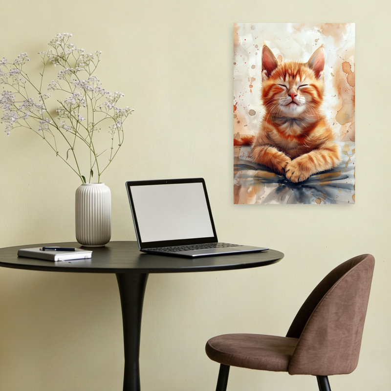 «Peaceful Orange Kitten Peaceful Serene», art mural contemporain, H 24 po x l 16 po