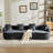 Curved Loveseat, Small Chenille Sofa With 3 Pillows, Deep Seat Couch For Apartment, Living Room, No Assembly Needed-963481117