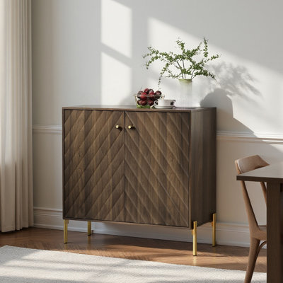 31.5" Mid-century Modern Walnut Wood Sideboard Buffet For Living Room & Dining Room