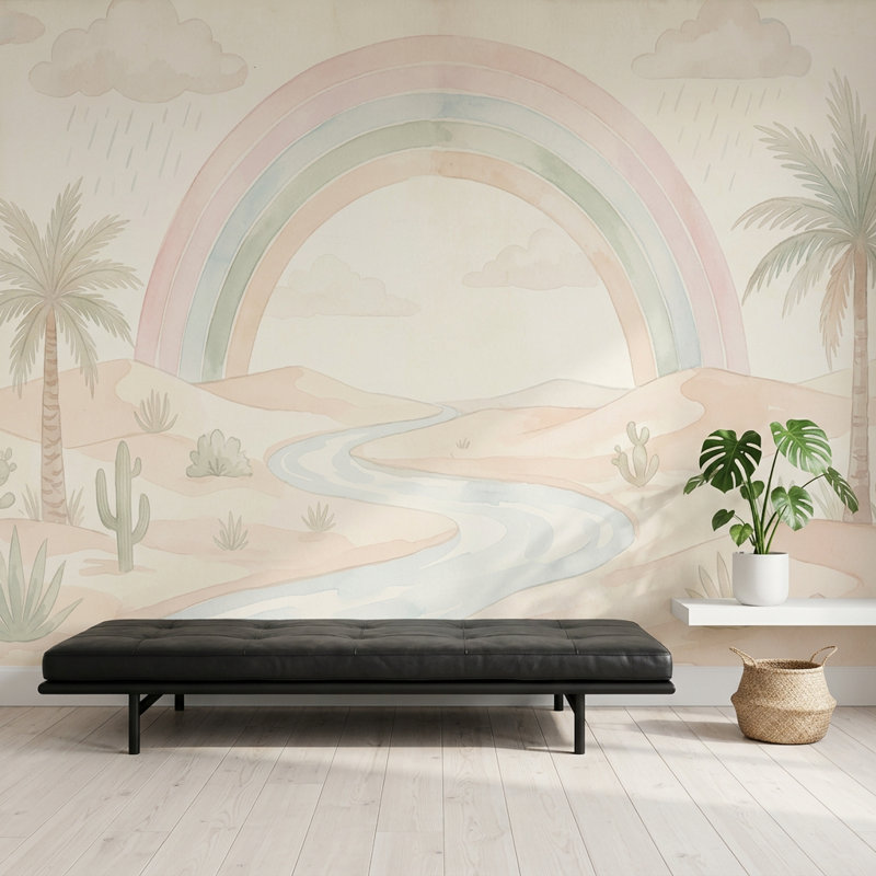 Papier peint Pastel Desert Landscape Rainbow Sand Dunes, 100 po x 96 po, Non tissé