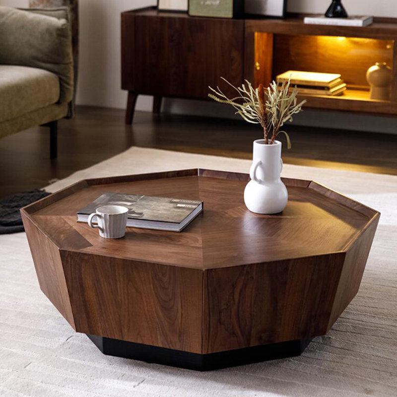 Table basse simple en noyer noir, H 12,4 po x L 39,37 po x l 39,37 po