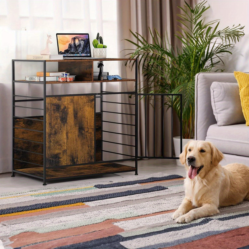 Table de bout avec tiroir Rustic Brown & Black Dog Crate