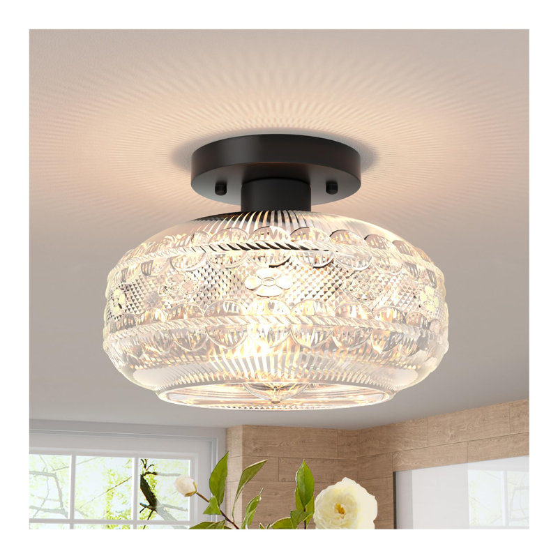 Lustre Gredmarie, Noir mat, Clair, H 6,88 po x l 9,38 po x P 9,38 po