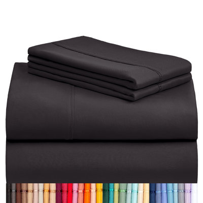 Luxclub 4 PC Black King Silky Soft Cooling Extra Deep Pocket Performance Sheet Set