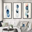 «Essential Circles Retro Blue Watercolor», 3 pièces sur toile-1818153727-1818153722