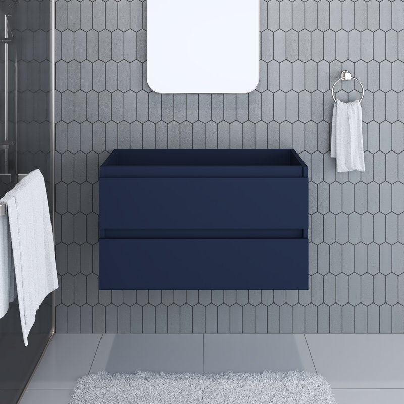 Base de meuble-lavabo mural simple 35,13 po Salt, Bleu marine