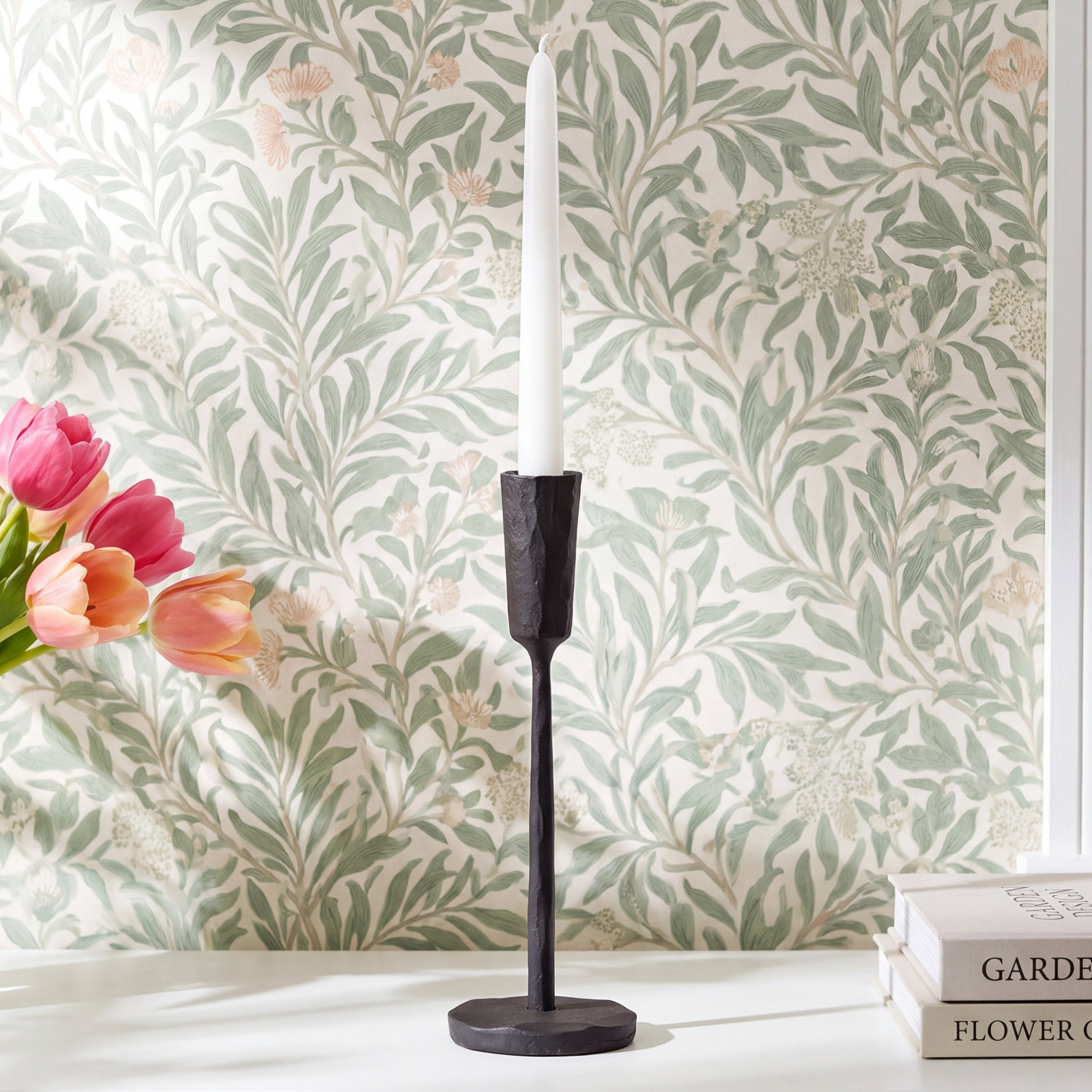 Amoy Metal Candlestick Holder, 8'' H X 2.5'' W X 2.5'' D