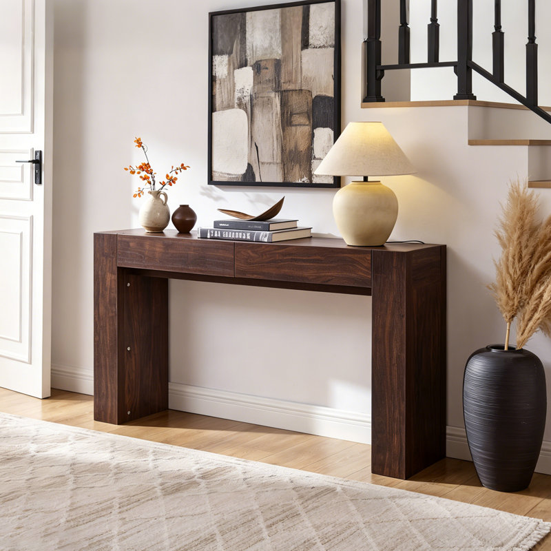 63-Inch Farmhouse Console Table - Rectangular Sofa Table Behind Couch, Entryway Table For Foyer, Hallway, Living Room