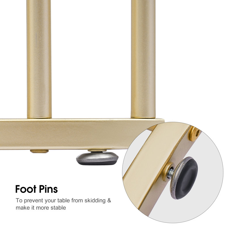 White Marbling Texture Vanity Desk with Gold Metal Frame