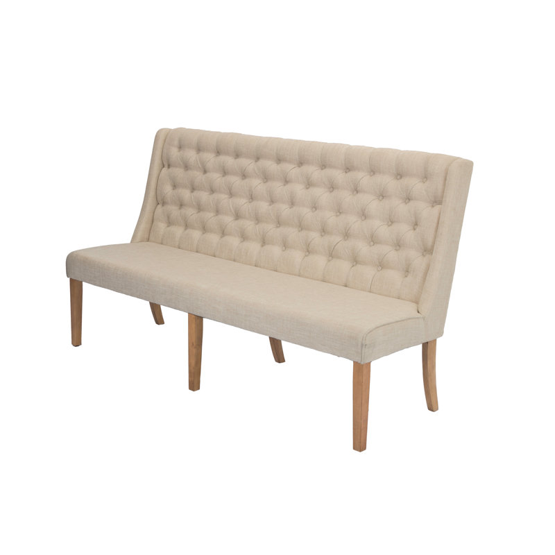 Banc rembourré Nasser, Beige, Rustique naturel