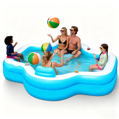 Piscine gonflable anti-UV de 370 gallons avec banc et porte-gobelets
