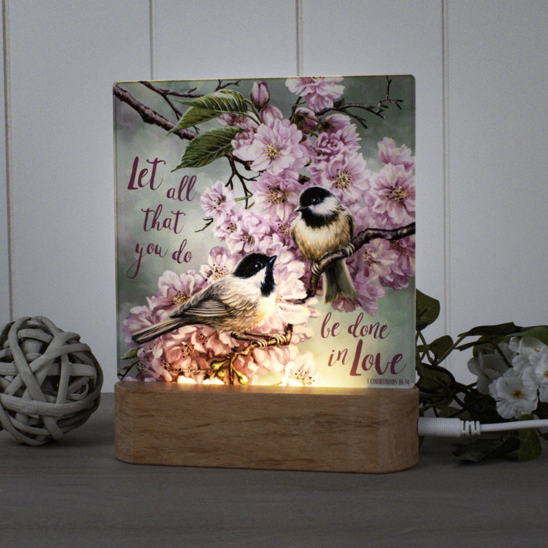 Cherry Blossom Birds W/ Scripture Night Light