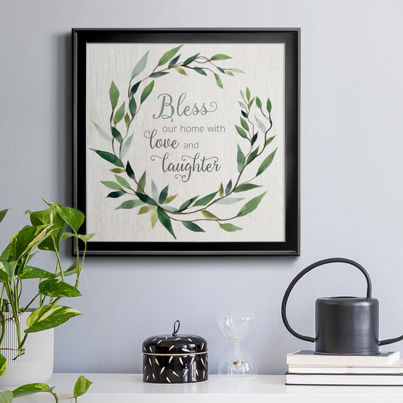 «Bless This Home Greenery», art textuel sur toile, Toile noire, H 34,5 po x l 34,5 po x P 1,5 po