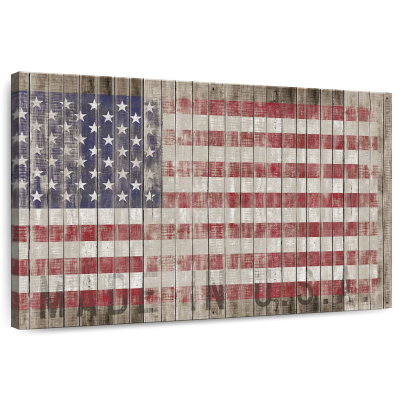 Drapeau américain Borges, grunge en bois, H 20 po x l 30 po