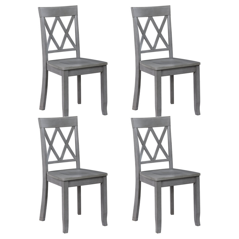 Brookner Wood Cross-Back Dining Chairs, Antique Grey, 4