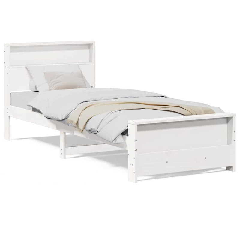 Bed Frame with Headboard Engineered Wood, Small Single (2'6), White