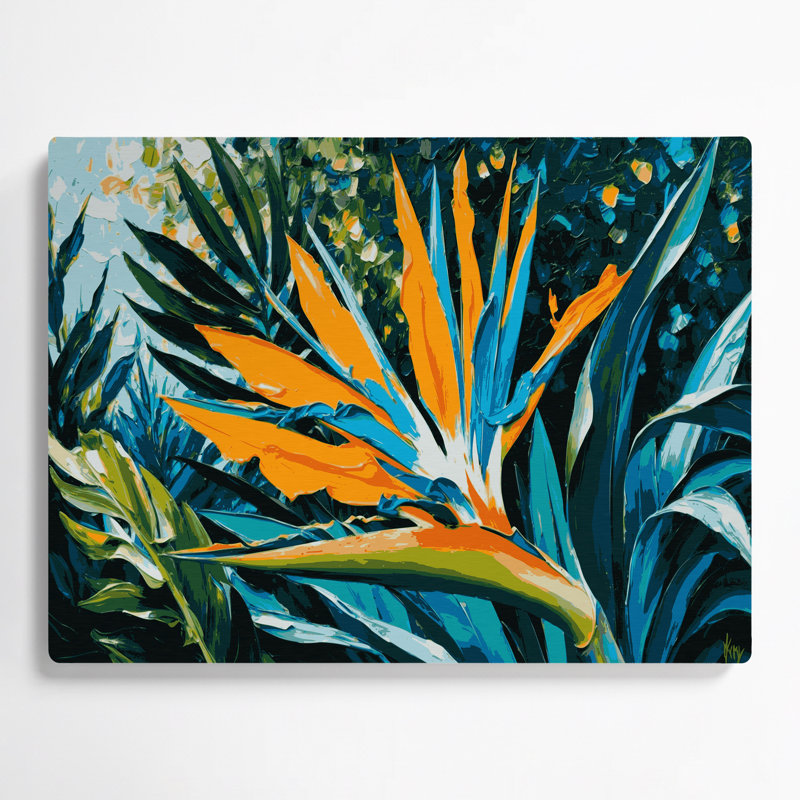 Hawaiian Bird of Paradise Blue Metal Wall Art