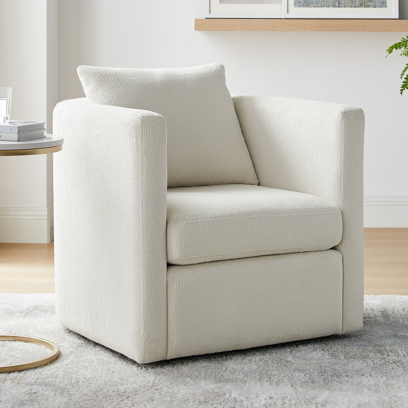 Fauteuil demi-tonneau Fran, Polyester blanc