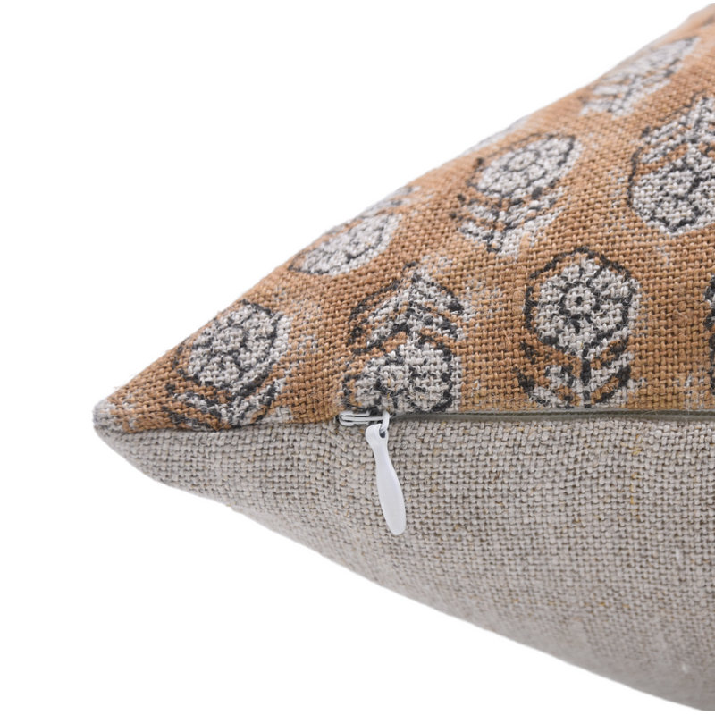 Linen Pillow Cover, 16"H x 16"W, Brown/White Floral 3, Square