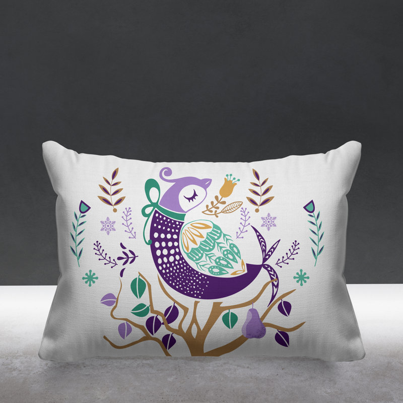 Coussin intérieur / extérieur scandinave Patridge On A Pear Tree, Mauve