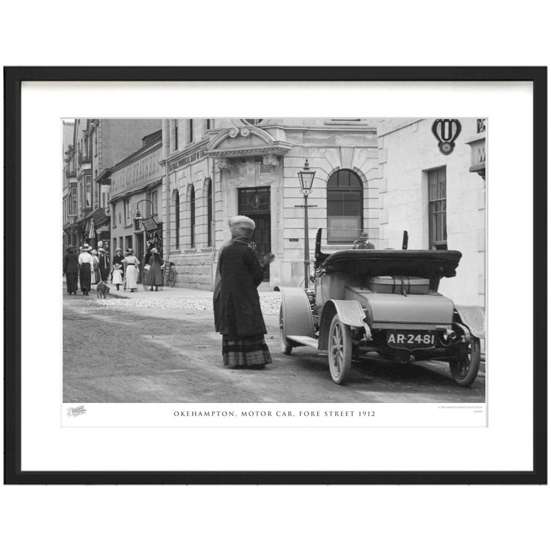 Okehampton, motor car, fore street 1912 1 Piece Single Picture Frame Wall Art, 40cm H x 50cm W x 2.3cm D