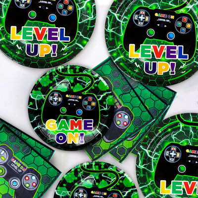 Video Game Party Supplies,66pcs Video Game Party Tableware