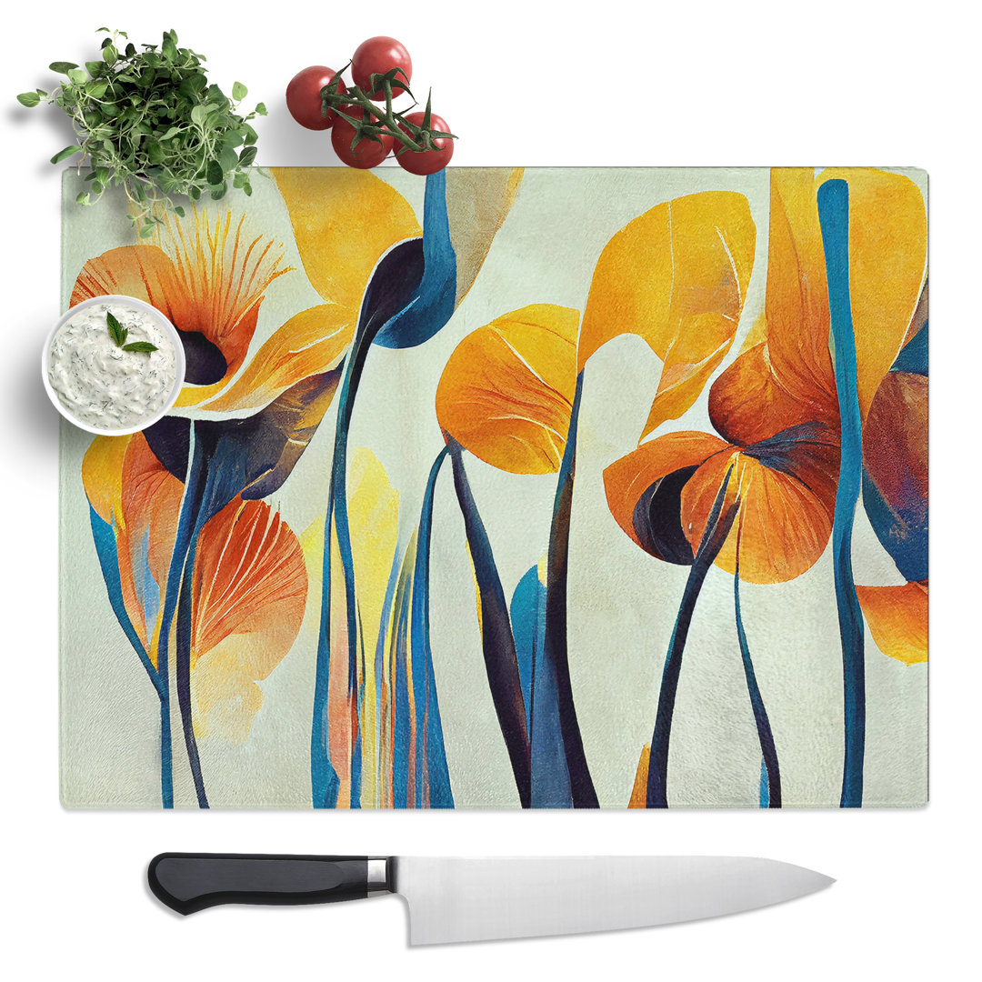 Abstract Floral Art Vol.4  Glass Chopping Board